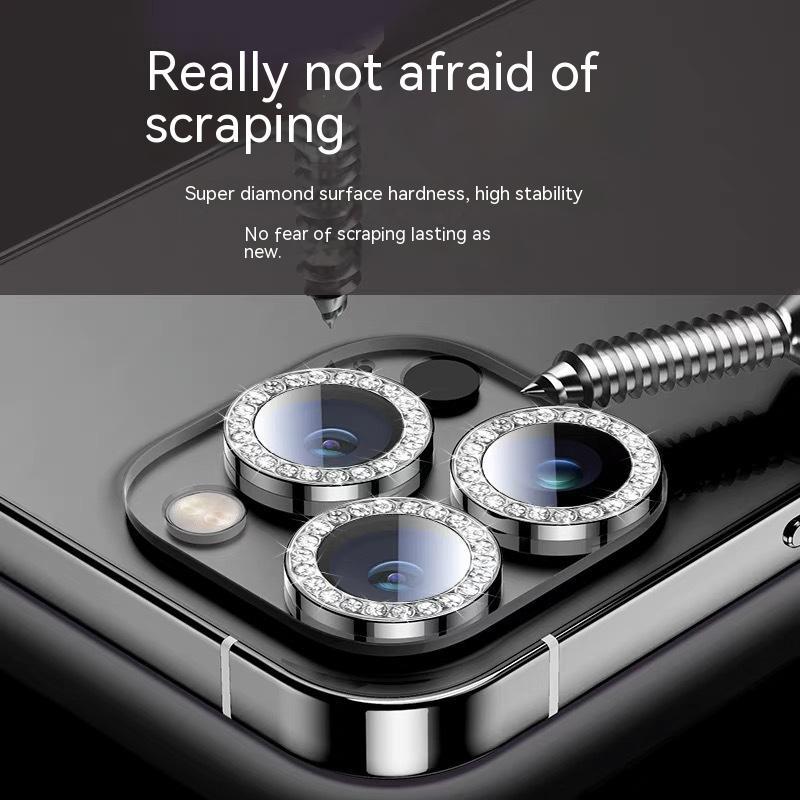 2-3Pcs Pink Metal Glitter Diamond Camera Protector for IPhone 17 16 Pro Max Plus Back Lens Protective Glass for 13 12 Mini 4