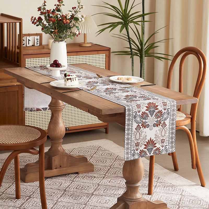 New Chinese Classical Printing Table Flag Decoration Classical Painting Table Flag Color Table Towel Household Dining Table Tea Party
