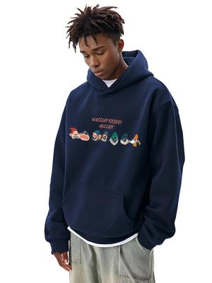 Wassup Herren Kapuzenpullover Thiened Fce Gefüttert Lockerer Schnitt Warm Streetwear Vintage Amerikanisch Sle Frühling Herbst ential Oberteil