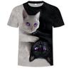 Damenmode 3D-Katzendruck, lässiges T-Shirt, Sommer-Kurzarm-T-Shirts