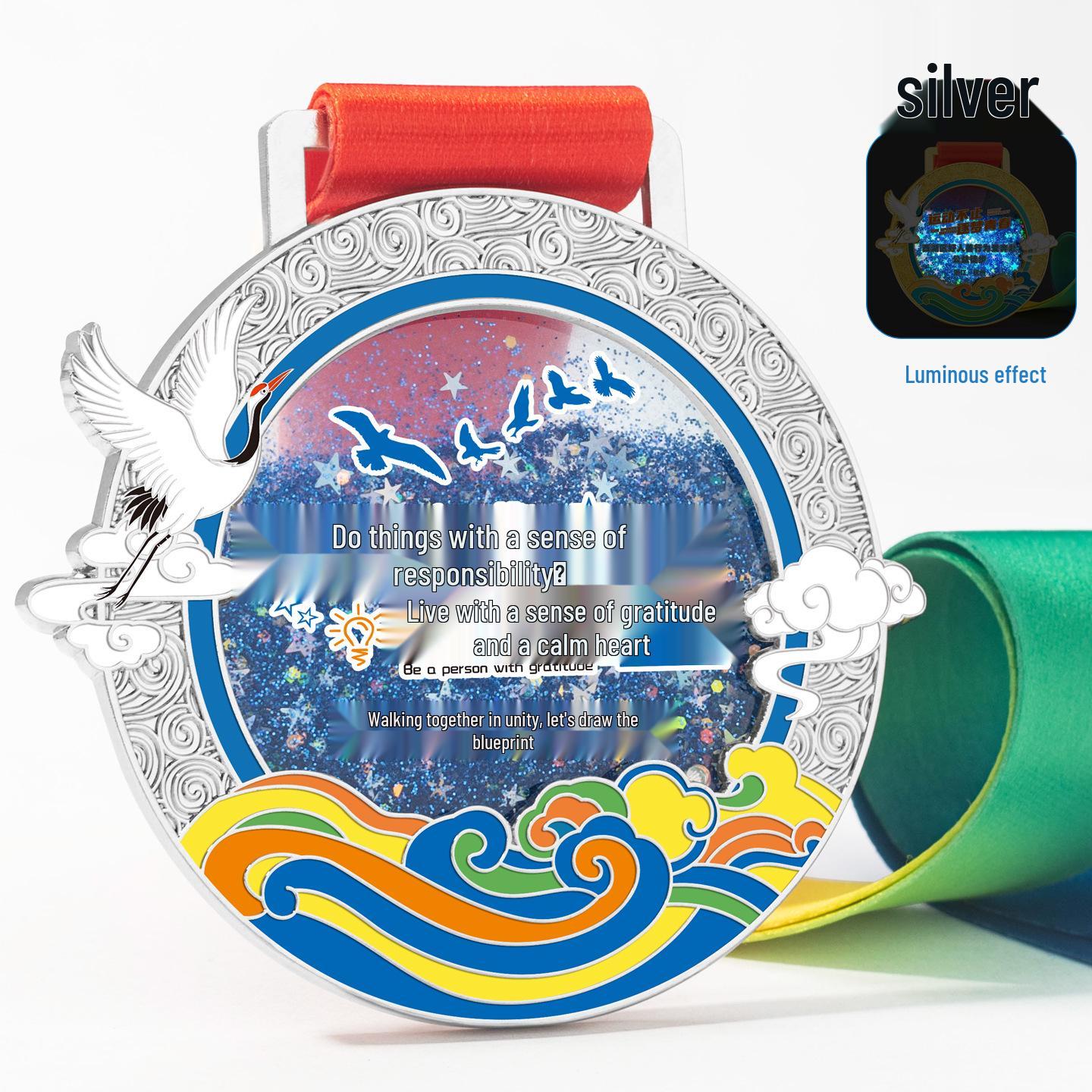 2025 Creative Sports Honor Medal for Children: Flowing Sand Design Metal Souvenir