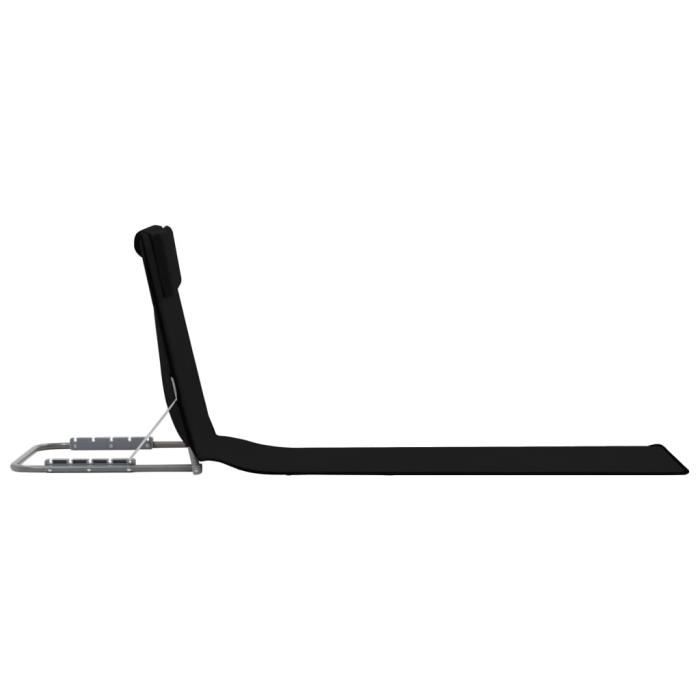 Set de 2 tapis de plage pliables - Noir - 160 x 53 x 47 cm