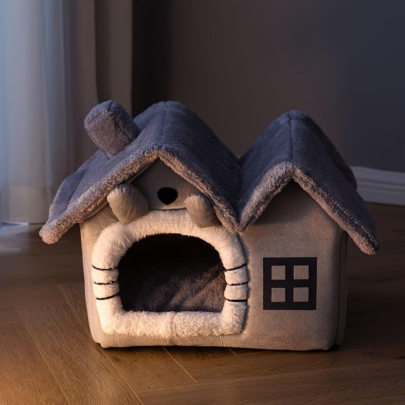 Cat Bed Sleep House Warm Cave  Cushion Pad Soft Indoor Enclosed Tent Huts Sofa for Pet Cats Kittens House
