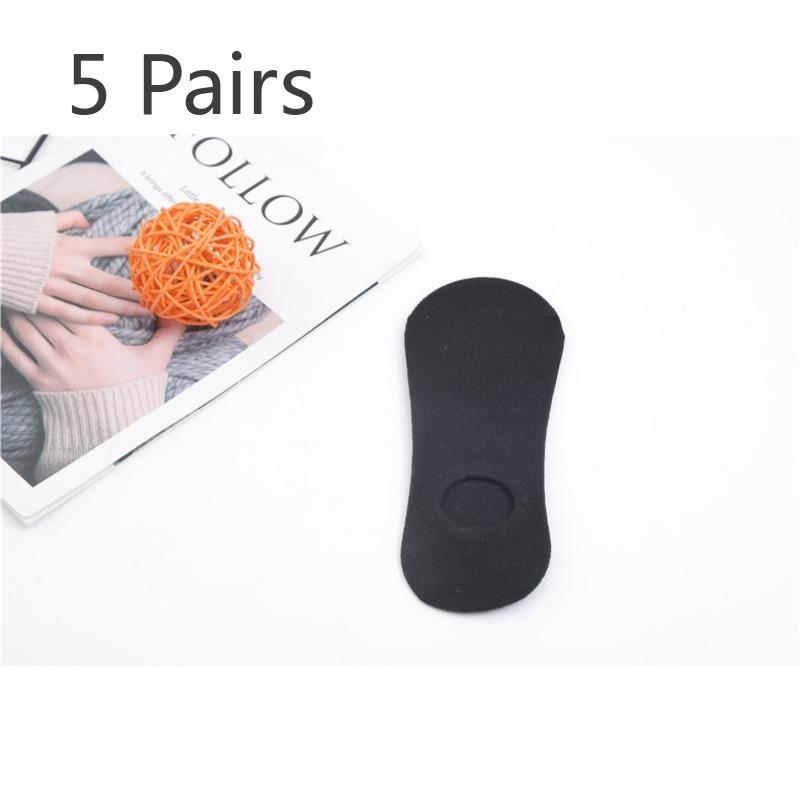 

5 пар носков Мужские и женские короткие носки Летние тонкие носки для приливов Весенние и осенние дни Носки-лодочки с защитой от запаха Пот Дышащие Неглубокие носки Низкие 5 pairs чёрный