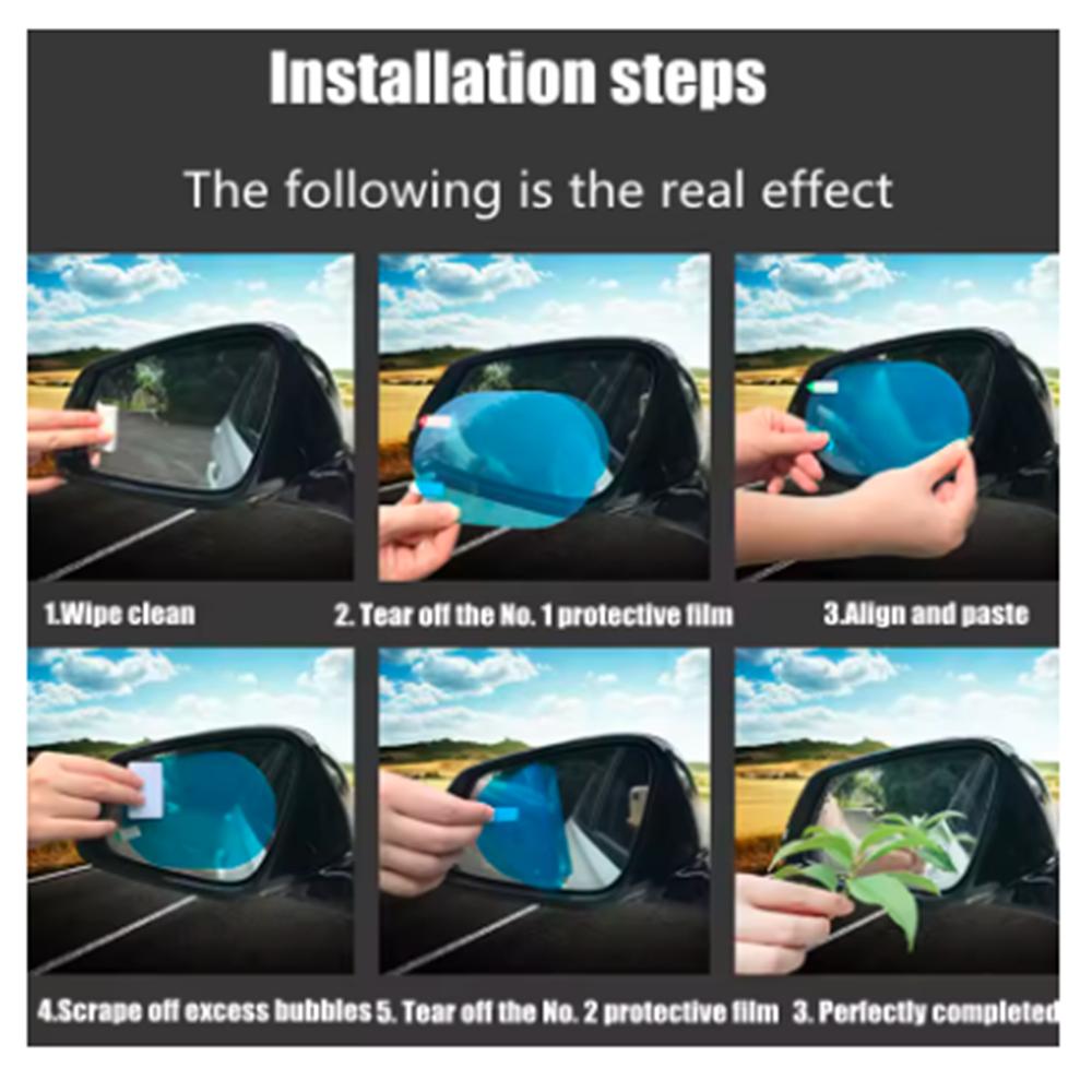 Car Rearview Mirror Film 2Pcs Side Window Rainproof Clear Film Anti Fog Window Mirror Protective Sticker