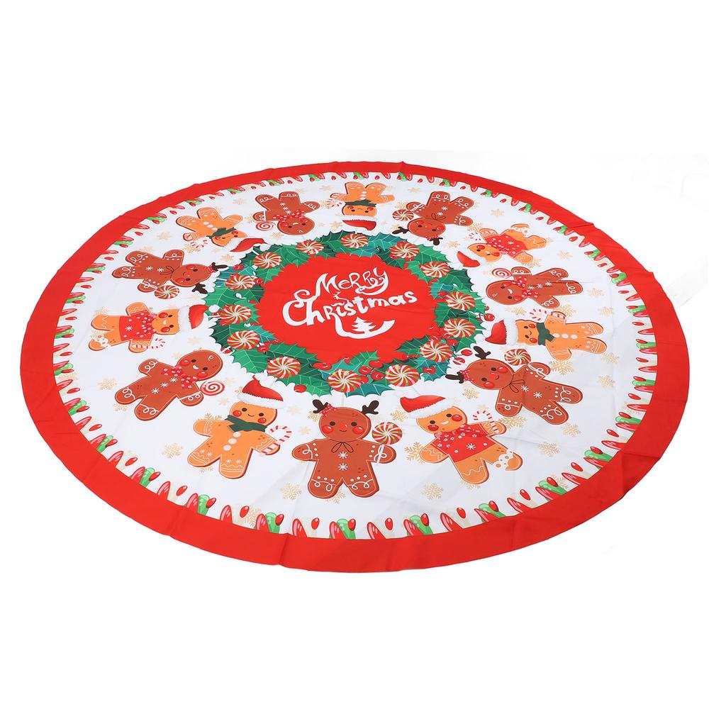 Xmas Tablecloth 60 Inch Round Polyester Anti Fading Tear Resistant Washable Holiday Table Cloth