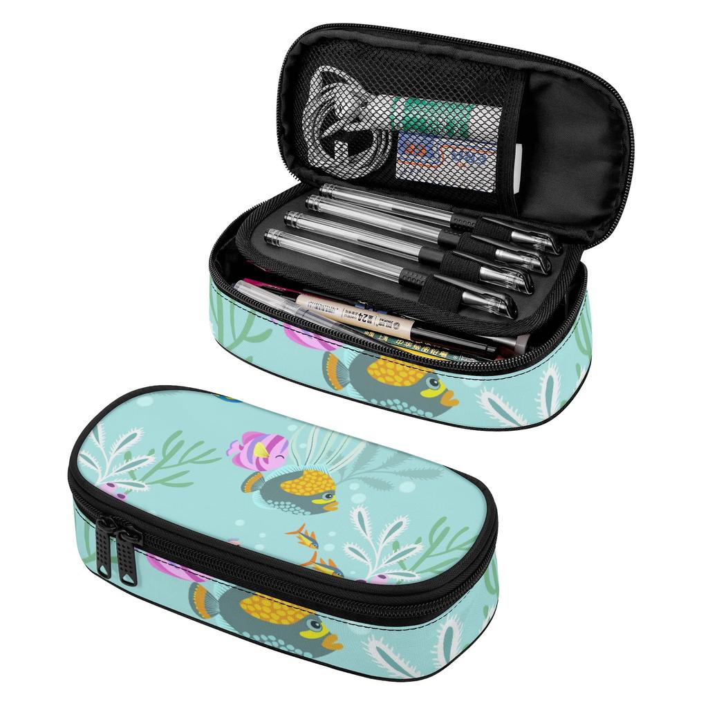 Pencil Case Zipper Closure High Capacity Durable 300D Polyester with Mesh Pocket Removable Divider and Pen Slots for Students