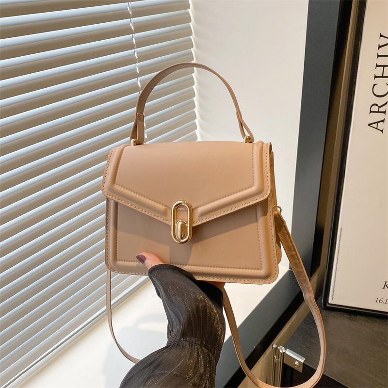 Korean Version of Handbag Women's 2025 New Solid Color Texture Handbag, Foreign Style Commuting Simple Messenger Small Square Bag