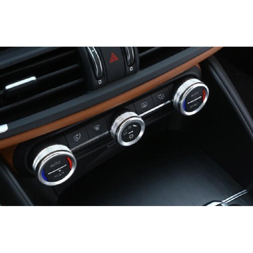 For Alfa Romeo Stelvio Giulia 2017-2024 Silver Alloy Console AC Switch Knob Ring