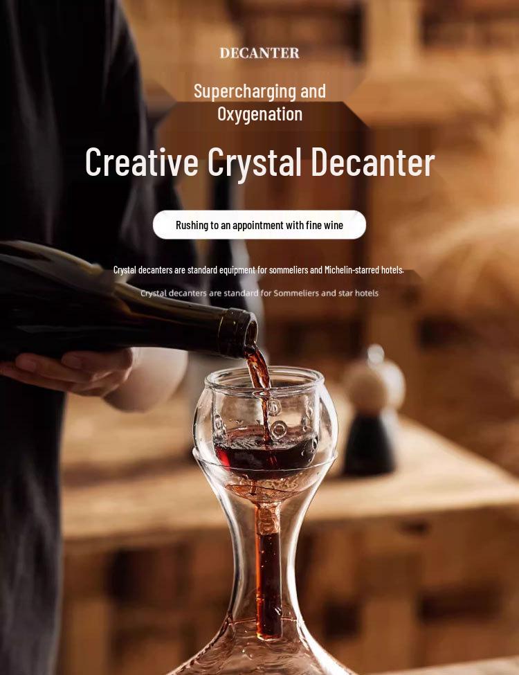 Luxury Crystal Wine Decanter with Fast Oxygenation and Filtration