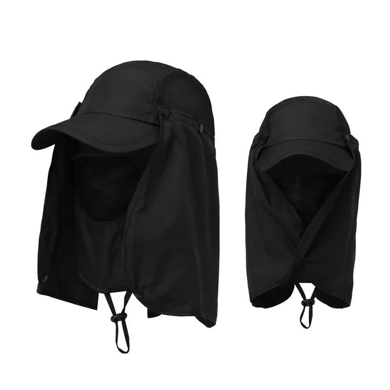Practical Men Women Hat Outdoor Face Mask Wide Brim Bucket Sun Protection Cap for Fishing Hunting
