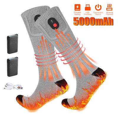 Beheizte Wintersocken, wiederaufladbare Heizsocken für USB, 5000 mAh, beheizte Socken, Wärme, für den Außenbereich, beheizte Stiefel, Schneemobil, Winterski