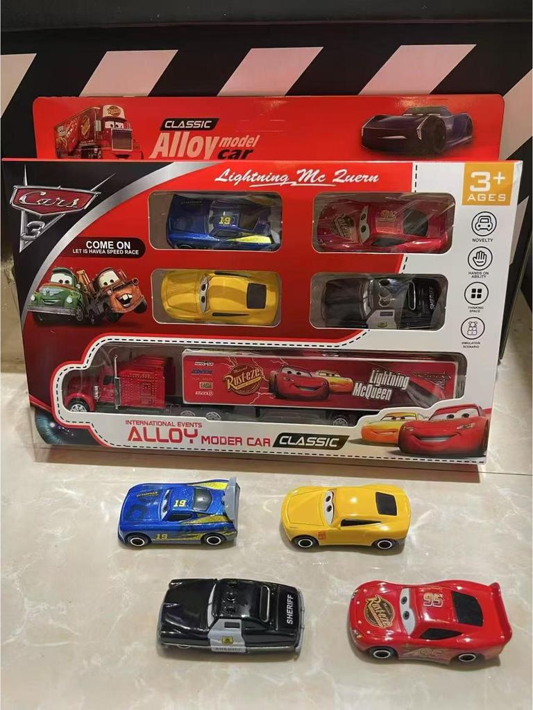 Cars 3 Lightning McQueen & Storm Alloy Toy Set - Black, Mater Edition, Kids' Gift