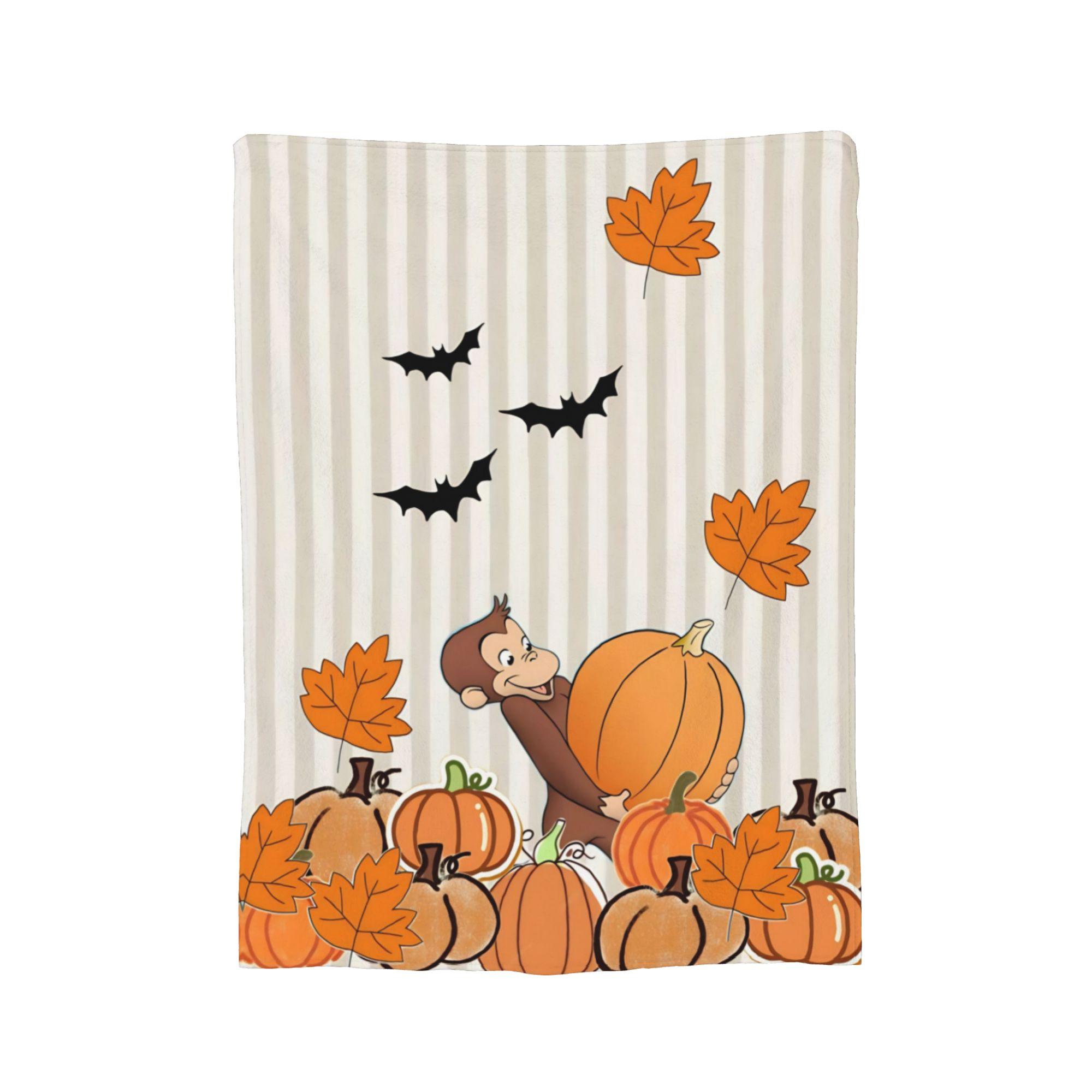 Curious George Funny Cartoon Flannel Blanket Monkey Awesome Throw Blankets for Home Quilt, 75x90cm