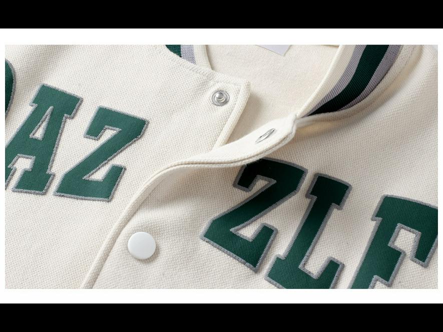 Korean Style Kids' Letter Stand Collar Baseball Jackets for Spring & Autumn