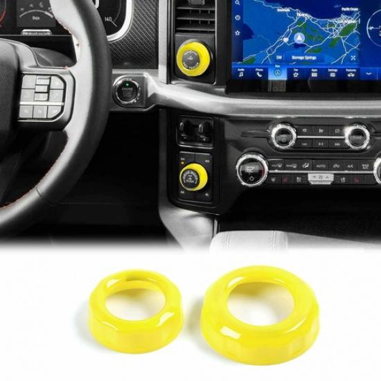 Car 4WD /Trailer Control Switch Knob Cover Trim Ring For Ford F150 2021+ Yellow