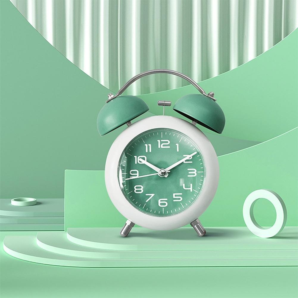 Twin Bell Vintage Metal Alarm Clock with Night Light for Dormitory  for Home Office