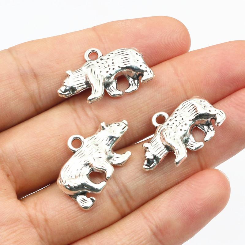 10pcs 24x15x5mm Bear Charms Pendant Alloy Metal DIY Jewelry Making Accessories Findings for Necklace Bracelet Keychains Findings