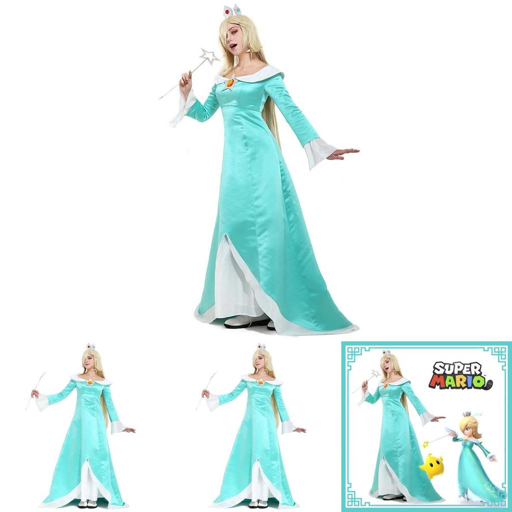 Rosalina Cosplay Kleid Aus Super Mario Galaxy Komplettes Set Mit Krone