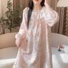 Women's Cloud Cotton Midi Pajama Dress - Fresh Lace, One Size, for Spring & Autumn