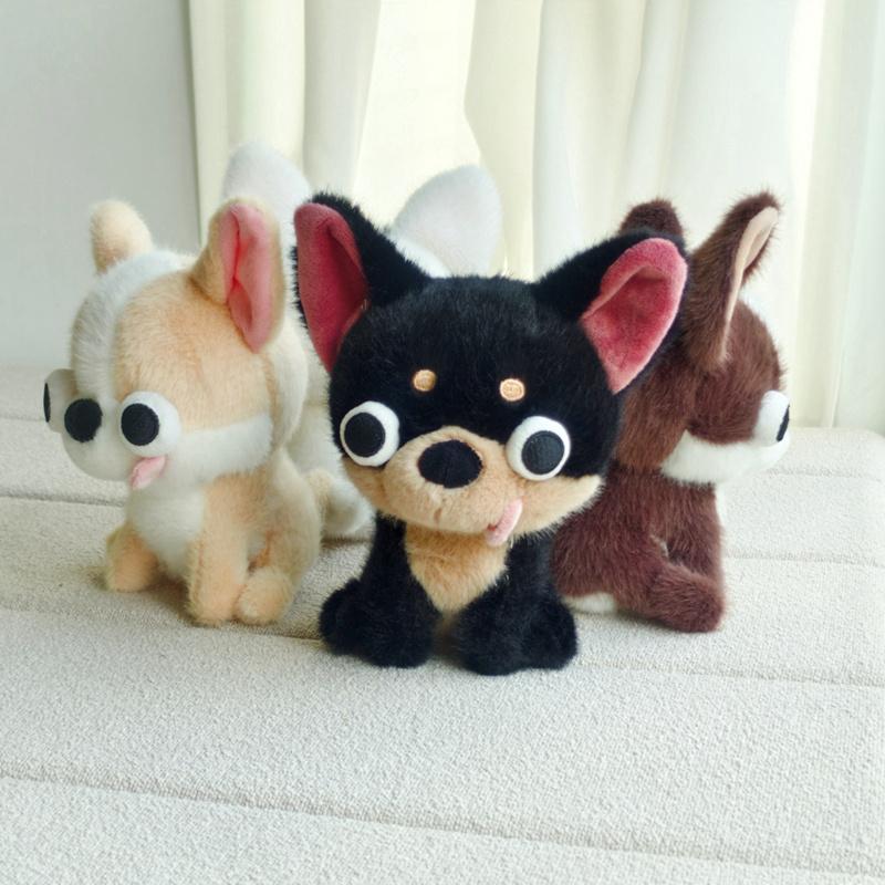 Soft Stuffed Animals Chihuahua Plush Toy Puppy Pet Stuffed Chihuahua Doll Realistic Kawaii Plush Chihuahua Kids Toy
