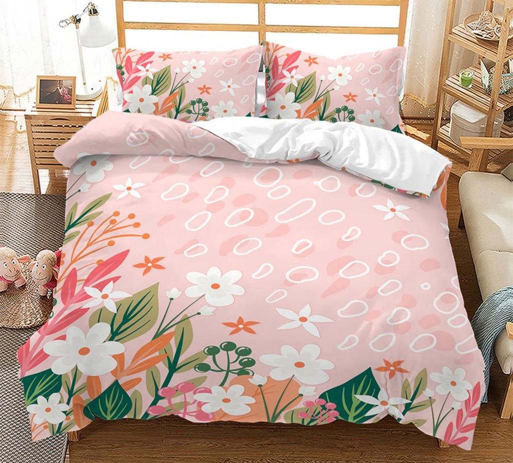 Spring Flower Duvet Cover King Size Double Bed Pink Cherry Blossom Bedding Set for Girls Teens Adults Room Decoration 3 Pcs