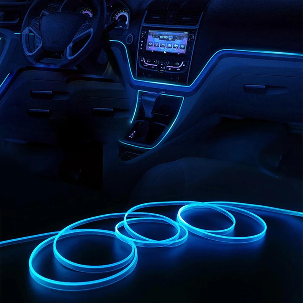 RGB LED Fiber Optic Car Ambient Light Strip Multi-color Dashboard Decoration Interior Mood Light 1/2/3/4/5 Meter Custom Length