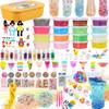 UQTOO Slime Kit DIY Crystal Clay Set with 16 Pieces, Colorful Foam, Beads, and Fruit Slices