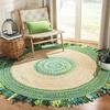 Aizza Trends Indian Handmade Braided Natural Jute and Cotton Round Floor Area Rug- Jute Rug- Dining Room- Living room-Center Table Carpet-Floor Mat