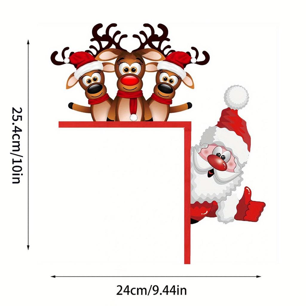 1pc Santa and Reindeer Christmas Door Corner Sign Sculpture for Living Room, Bedroom Office and Outdoor Indoor Decoration