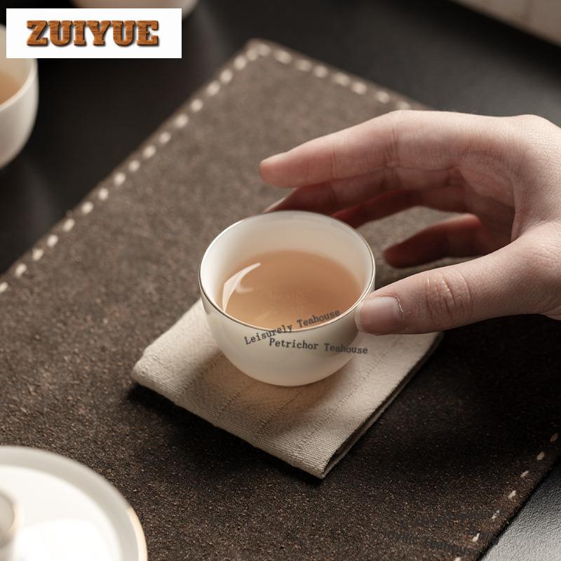 2pc/lot White Porcelain Teacup Ancient Tea Bowl Sample Tea Cup Tea-tasting Personal Cup Chazhan Master Cups Teaware Craft 50ml