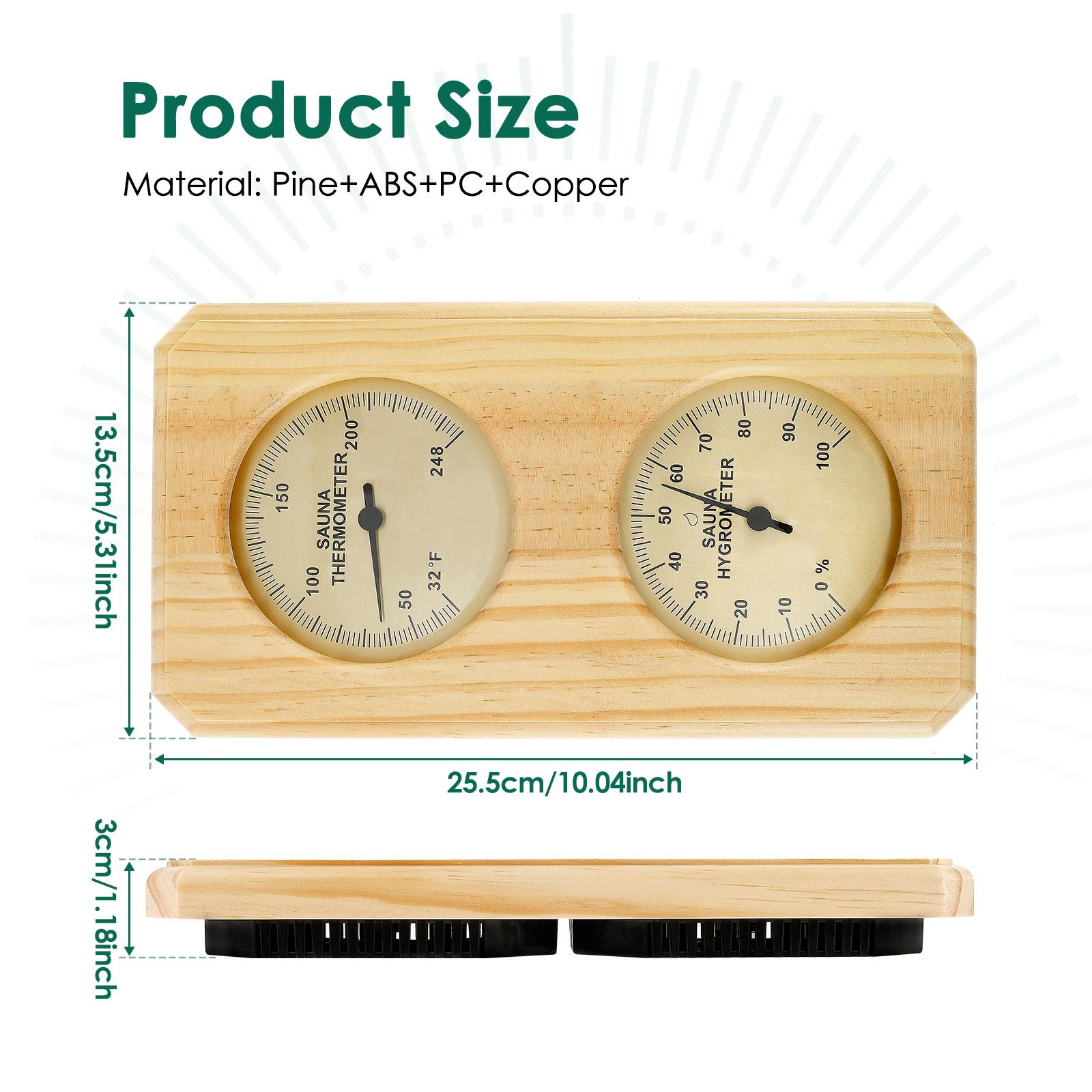 Sauna Thermometer and Hygrometer 2 In 1 Wooden Temperature Humidity Measurement Tool Accurate Clear Display Sauna Humidity Gauge