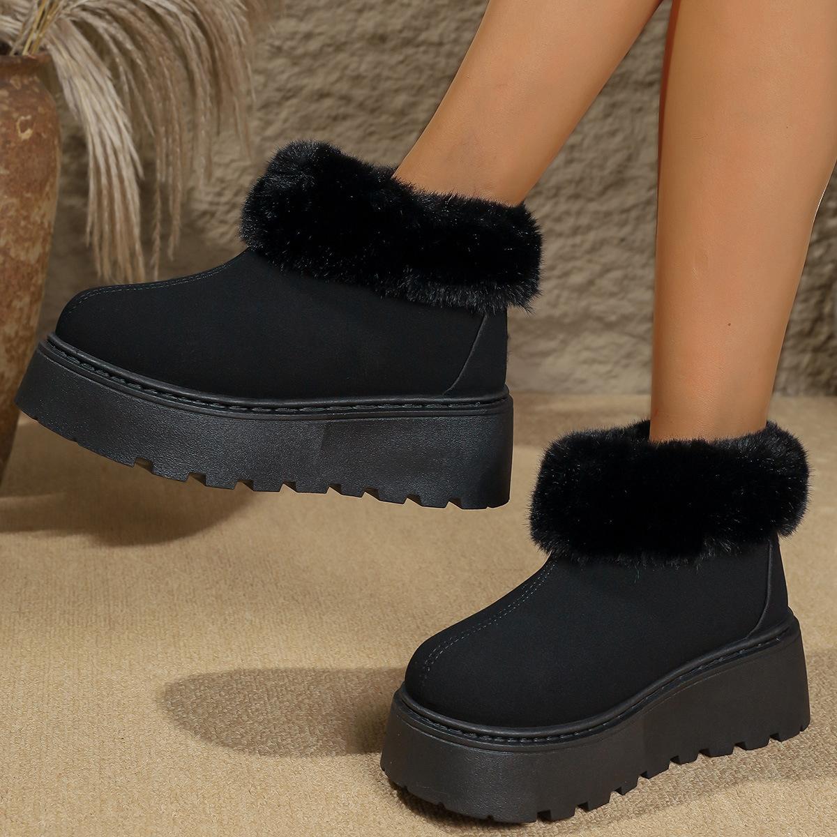 

Foreign trade snow boots women s fleece thickened warm winter women s shoes 2025 new Mao Mao shoes bread shoes low-top cotton shoes 42 чёрный