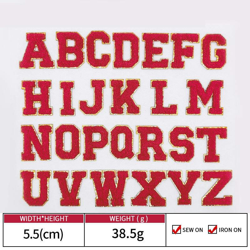 Colorful English Letter Chenille Embroidery Patches Iron on Sew on Garment Alphabet Crochet Patches for Clothing Hat Cap Craft
