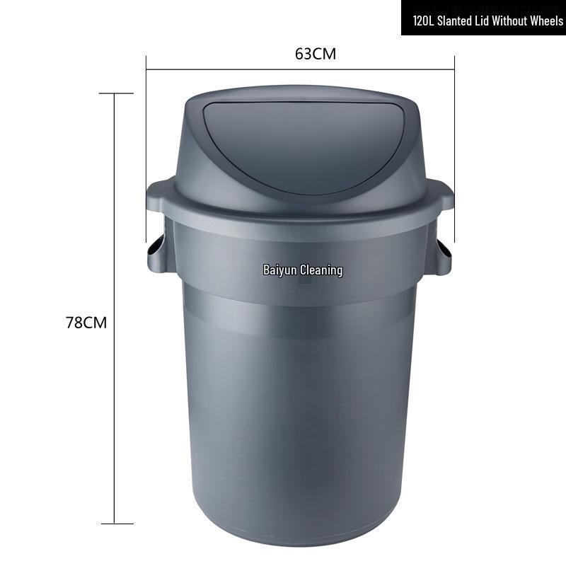 Large Round Wheeled Trash Can with Lid for Outdoor or Kitchen Use