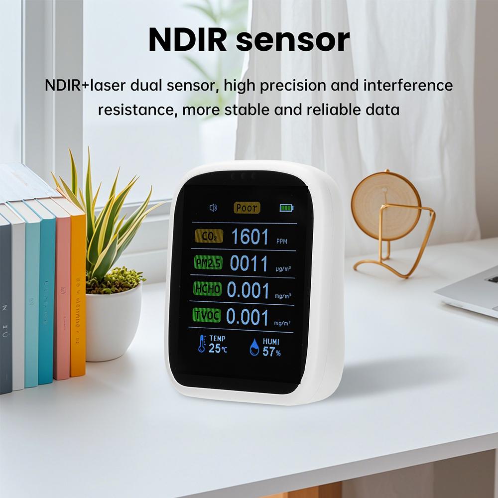 Professional 8 In 1 WIFI Air Quality Monitor CO2 HCHO TVOC PM1.0 PM2.5 PM10 Tester Temperature Humidity Meter Carbon Dioxide Multifunctional Detector