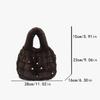 Retro Plush Striped Handbag Texture Pearl Faux Fur Bucket Shoulder Bag Fashion Versatile Large Capacity Tote Bag for Women