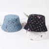 Japanese Style Denim Fisherman Hat With Sparkling Butterfly Bow Perfect For Summer