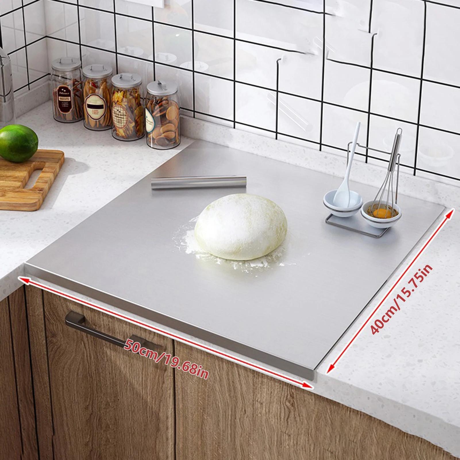 

Разделочная доска из нержавеющей стали с бортиком Защита столешницы Многофункциональная доска для выпечки и кондитерских изделий Доска для нарезки фруктов и мяса