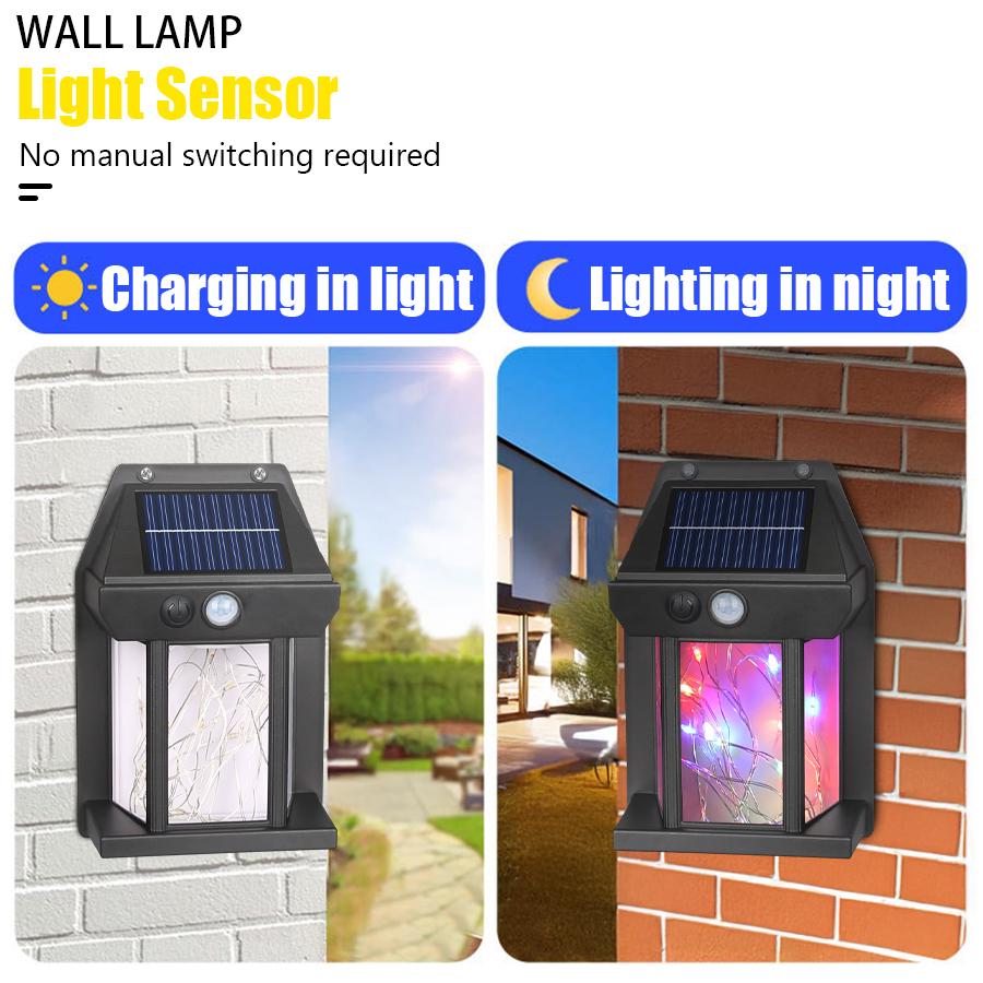LED Wall Lights Solar Rechargeable Fairy Porch Lights Outdoor Waterproof Garden Patio Villa Landscape Decoration Torch Lanterns