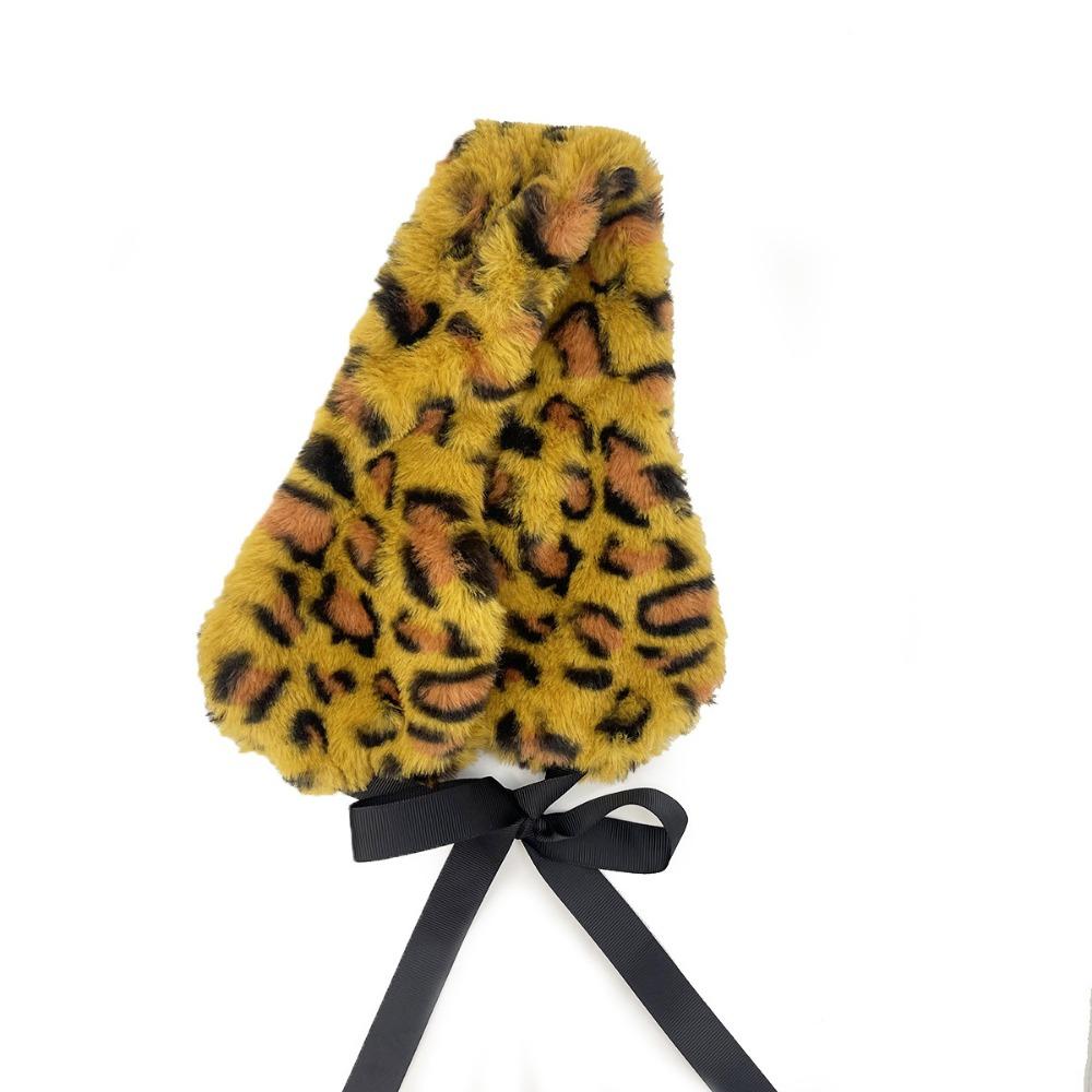Solid Color Leopard Headbands Plush Warm Scarf Fashion Ear Warmer Women Headwear