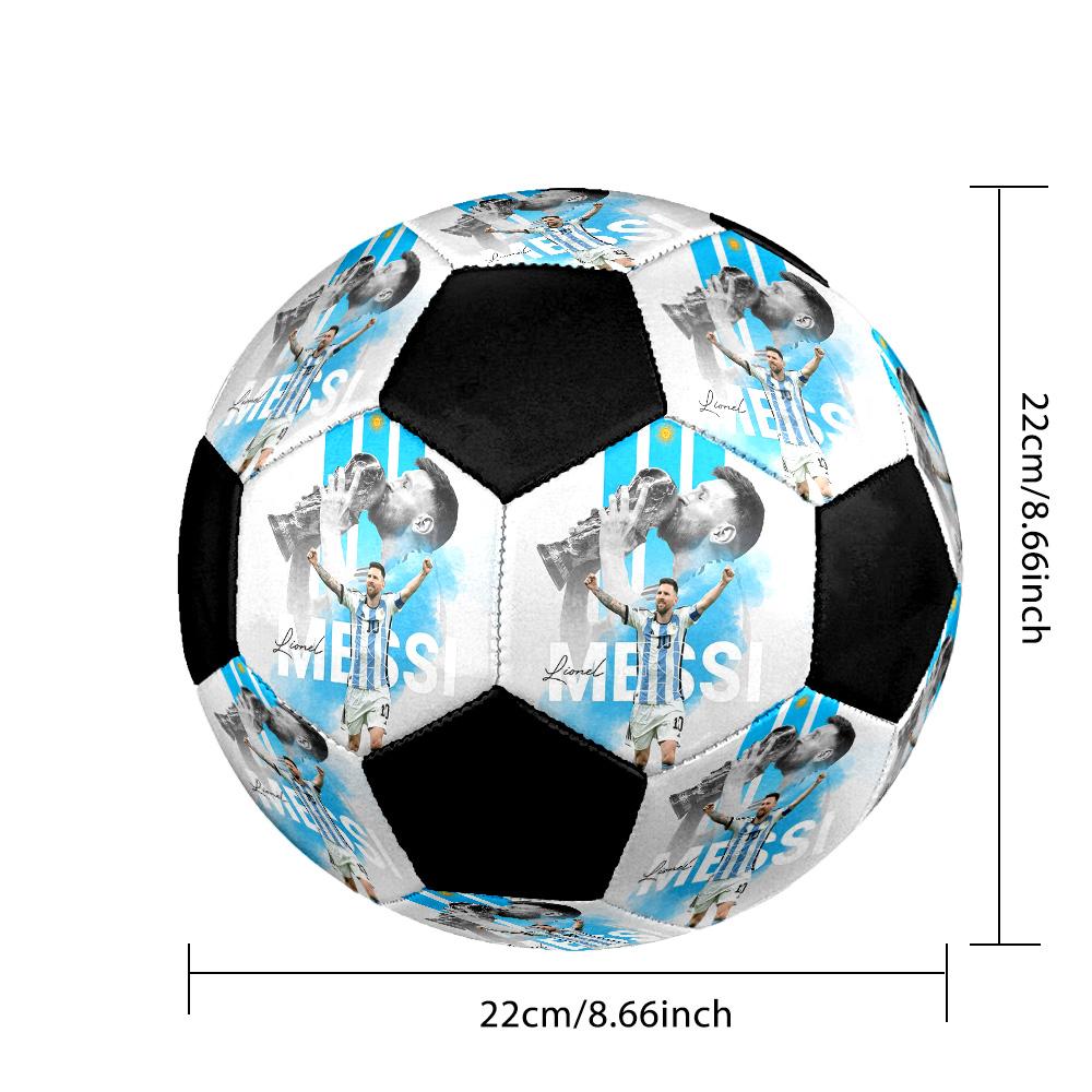 Pallone da Calcio Messi Colorato Per Tutte le Età Cucito a Macchina PVC Pronto per la Competizione Resistente Alto Rimbalzo.TAGLIA5