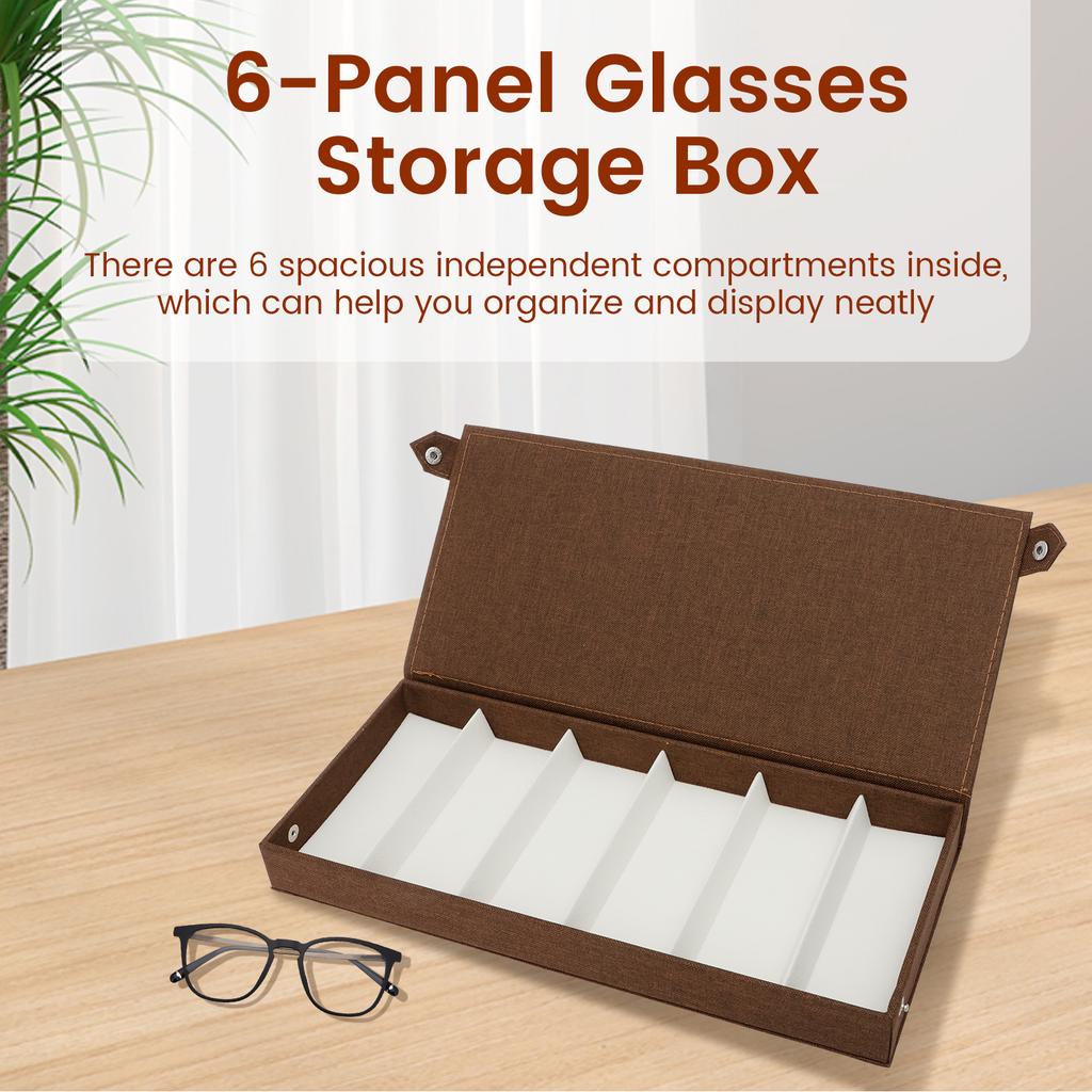 Sunglasses Storage Organizer 6 Slots Oxford Cloth Glasses Storage Box Multifunctional Eyewear Cases for Watch Jewelry Small