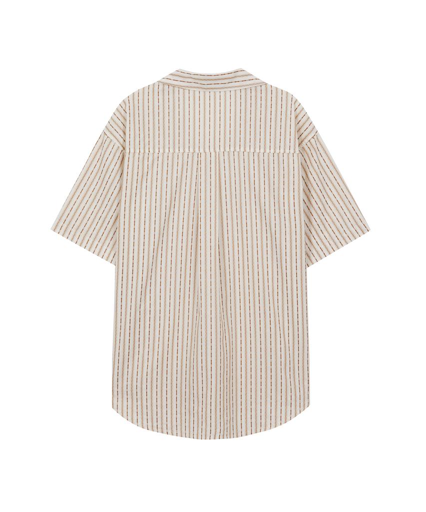 Sekeondeusolteu Striped Washed Half Shirt (Beige)