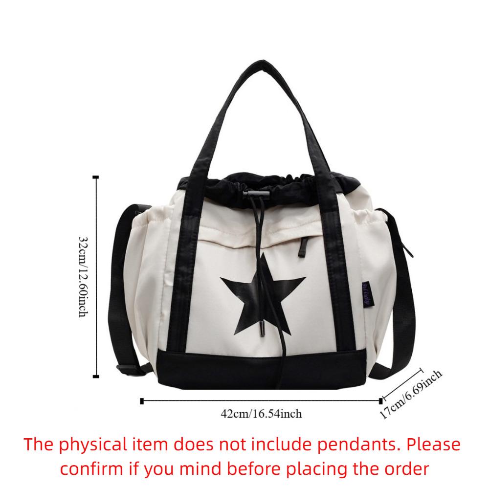 Nylon Star Tote Bag Drawstring Y2K Crossbody Bag Kawaii Large Capacity Shoulder Bag  Outdoor