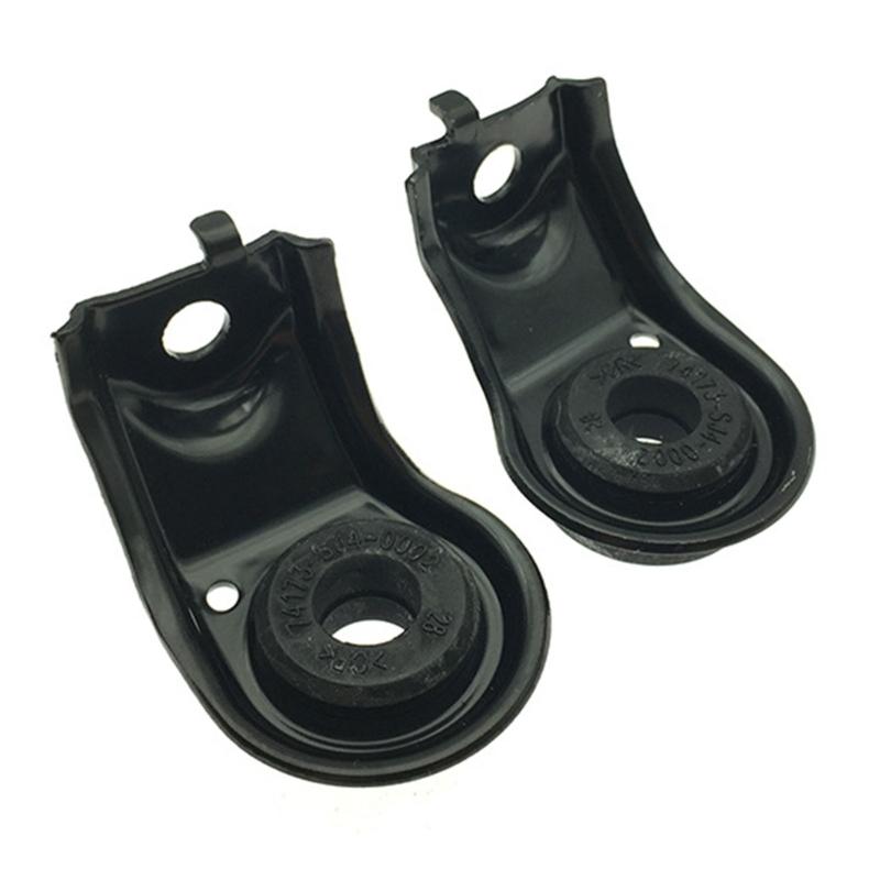 Upper Radiator Mount Repair Brackets, Pair of Black Formed Metal Supports with Integrated Rubber Bushings for Cooling System Maintenance
