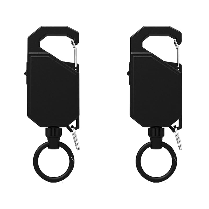 

[Felimoa] reel keychain With carabiner Loss prevention Maximum about 100cm set of 2