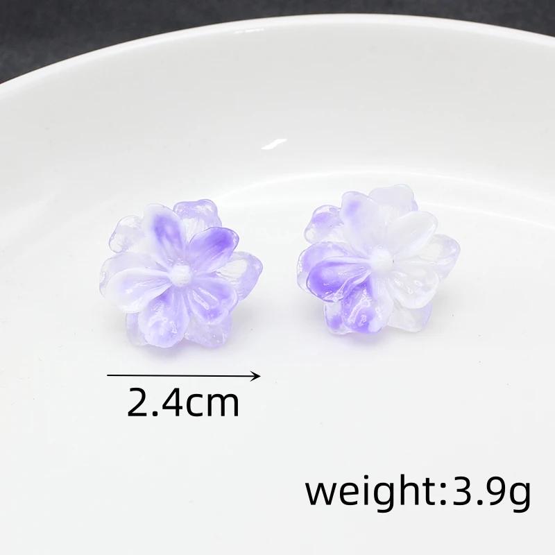 Resin Transparent 3D Flower Big Stud Earring for Women Personality Creative Lovely Simple Wedding Jewelry Girl Gift Brincos