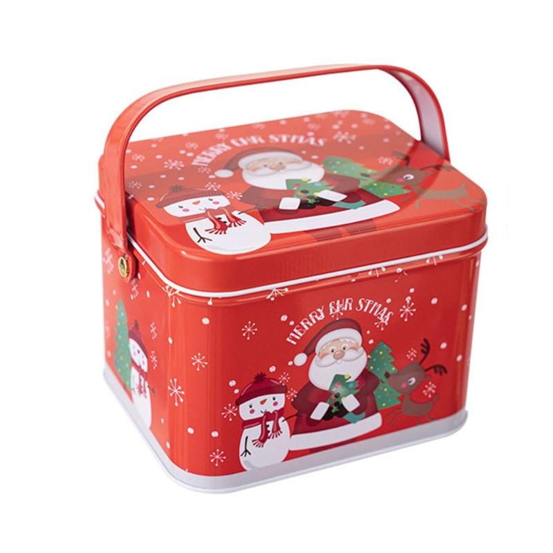 2pcs Christmas Decoration Candy Boxes with Convenient Carry Handle Sweets Storage Solution Handheld Candies Holder