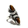Tiger Eye Gemstone Adjustable 925 Sterling Silver Ring - Fits US Sizes 6 to 10 - Handmade Boho Jewelry for Women & Men, Valentine Gifts
